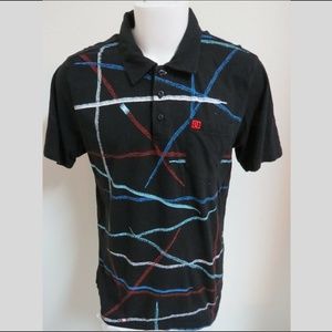 Sz L Black Shoelace DC Shoes Mens Cotton #46H Polo